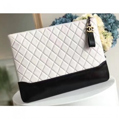 AAA Replica Chanel Aged Calfskin Gabrielle Pouch Clutch Large Bag A84288 White CE02007