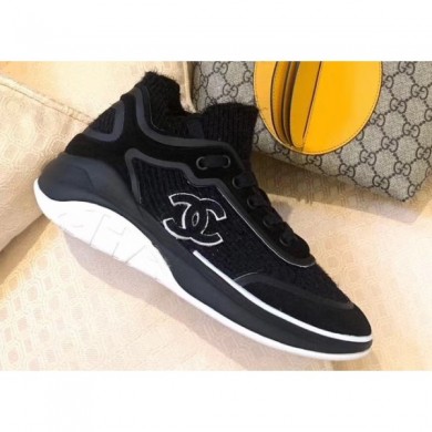 AAA Replica Chanel Fabric Suede Calfskin and TPU Sneakers G35202 Black 2019 CE01856
