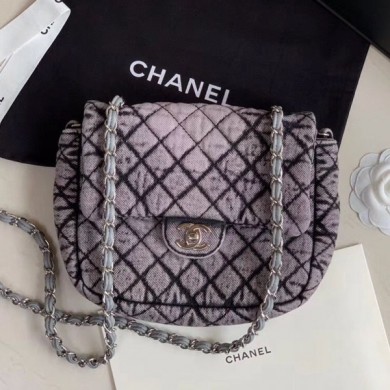 AAAAA Chanel Quilted Denim Small Flap Bag Light Gray 2020 Collection CE03594