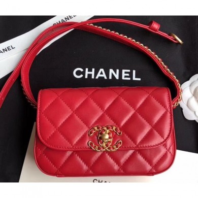 Best Chanel Chain Infinity Waist Bag AS0973 Red 2019 CE04289