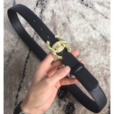 Chanel CC Buckle Belt in Calf Leather 30mm Width Black/Gold 2018 CE02606