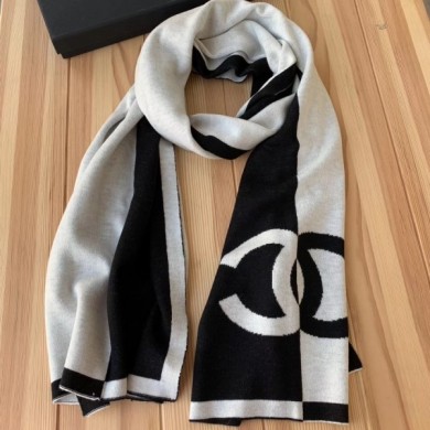 Chanel CC Logo Cashmere Scarf 50x200cm Black/White 2019 Scarf CE02476