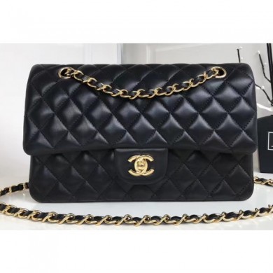 Chanel Classic Flap Medium Bag A1112 Black in Sheepskin Leather with Gold Hardware CE03654
