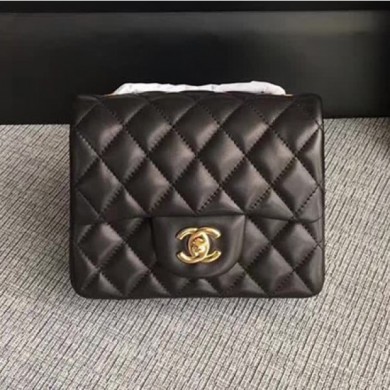 Chanel Classic Flap Mini Bag A1115 in Lambskin Leather Black with Golden Hardware CE03179