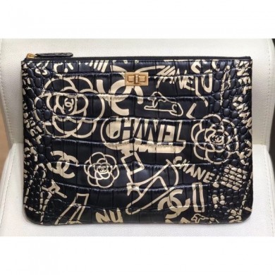 Chanel Crocodile Embossed Printed Leather Reissue 2.55 Pouch Clutch Small Bag A82725 2019 CE03567