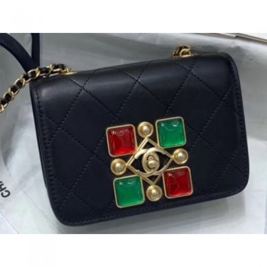 Chanel Crystals Small Chain Flap Bag Black/Red/Green 2020 CE02741