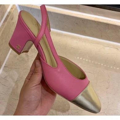 Chanel Heel 6.5cm Slingbacks G31318 Dark Pink/Gold 2020 CE01426