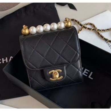 Chanel Imitation Pearls Square Clutch with Chain Bag AP0997 Black 2020 Collection CE00539