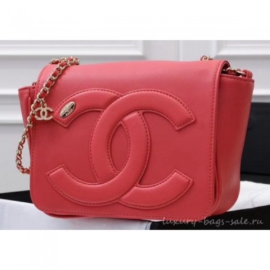 Chanel Lambskin CC Logo Flap Bag AS0321 Dark Pink 2019 CE01069