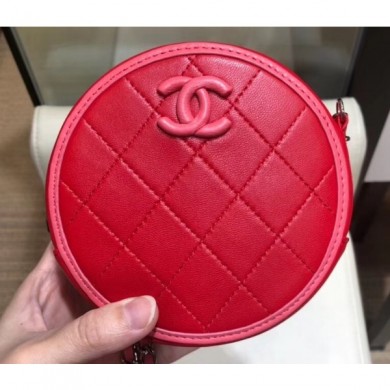 Chanel Lambskin Round Clutch With Chain Bag AP0060 Red 2019 CE00819