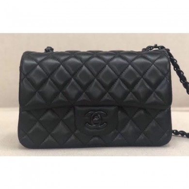 Chanel Lambskin Small Classic Flap Bag A1116 So Black CE01453
