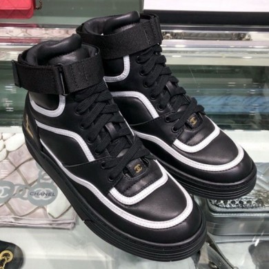 Chanel Leather High-Top Sneakers G35063 Black 2019 Collection CE02659