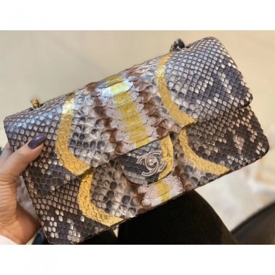 Chanel Python Classic Flap Medium Bag A1112 38 CE01070