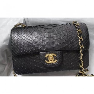 Chanel Python Classic Flap Small Bag A1116 Navy Blue CE02579