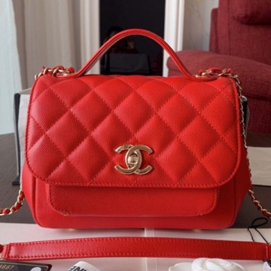 Chanel Quilted Grained Calfskin Mini Messenger Flap Top Handle Bag A93067 Red 2019 Collection CE03011