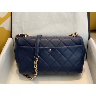 Chanel Quilted Lambskin Large Flap Bag with Resin Chain AS1354 Navy Blue 2019 Collection CE01111