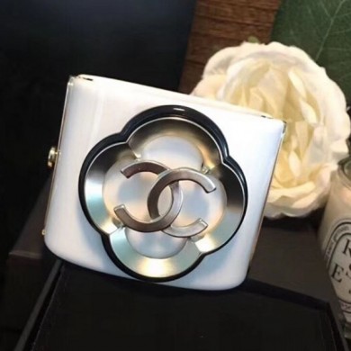 Chanel Resin Camellia Bloom Cuff Bracelet White 2019 Collection CE03271