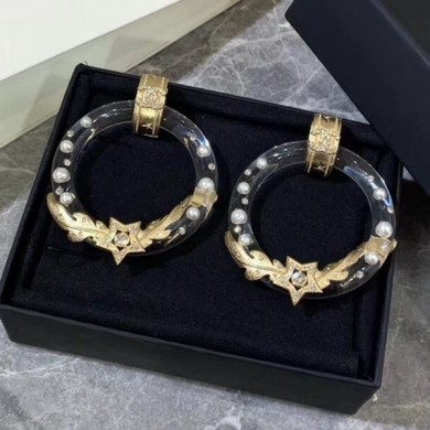 Chanel Resin Carve Metal Hoop Earrings 2019 Collection CE00918