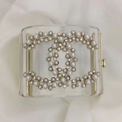 Chanel Resin Double Pearl CC Cuff Bracelet 2019 Collection CE02238
