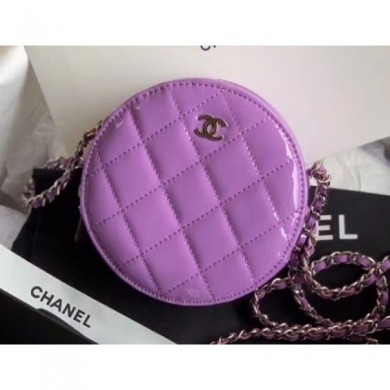 Chanel Round Classic Clutch with Chain Bag AP0245 Patent Mauve 2020 CE03498