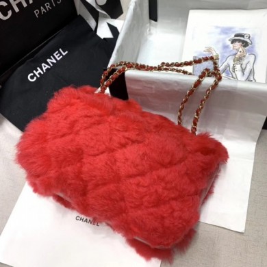 Chanel Shearling Lambskin Medium Flap Bag AS1063 Red 2019 Collection CE02810