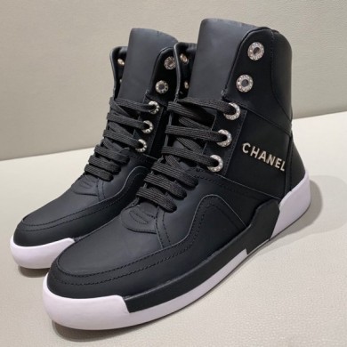 Chanel Silky Smooth Calfskin High-Top Sneakers G35079 Black 2019 Collection CE03933