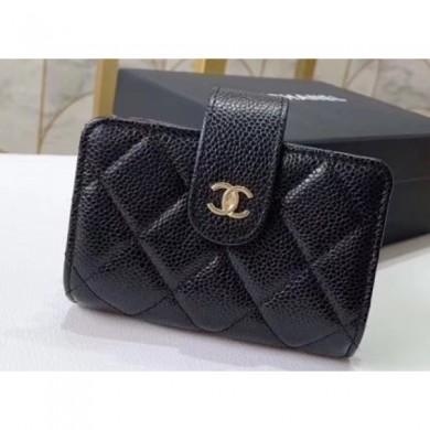 Chanel Small Card Holder 31522 Grained Calfskin Black CE01879