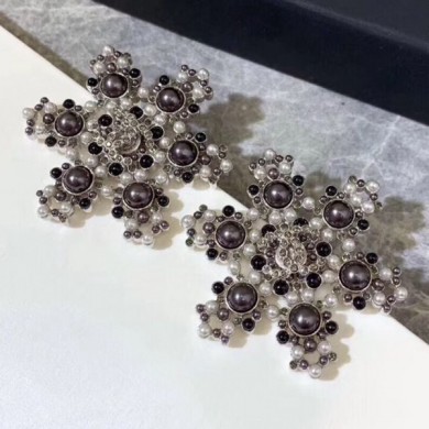 Chanel Snowflake Stud Earrings AB2208 Black 2019 Collection CE04276