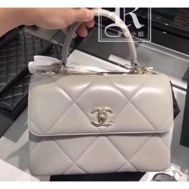 Chanel Trendy CC Maxi Small Flap with Top Handle Bag A92236 Gray 2019 CE01739