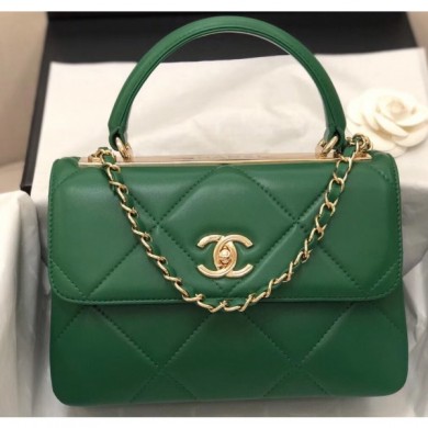 Chanel Trendy CC Maxi Small Flap with Top Handle Bag A92236 Green 2019 CE03133
