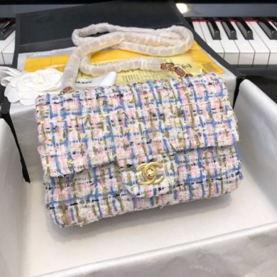 Chanel Tweed Small Flap Bag White/Blue/Pink 2019 Collection CE02987