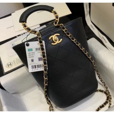 Cheap Chanel Chain Handle Bucket Backpack Bag AS1362 Black 2020 CE02654