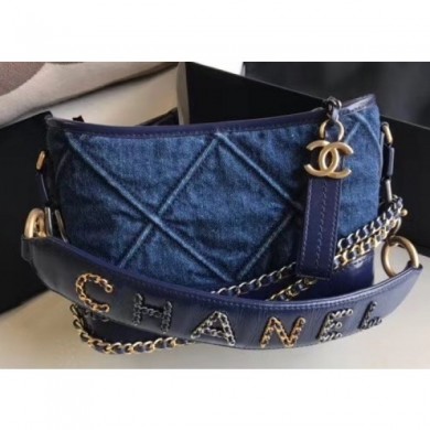 Cheap Chanel Logo Handle Gabrielle Small Hobo Bag AS0865 Denim 2020 CE00994