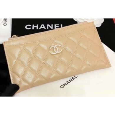 Cheap Replica Chanel Iridescent Pearl Caviar Pouch Clutch Bag Beige 2019 CE01416