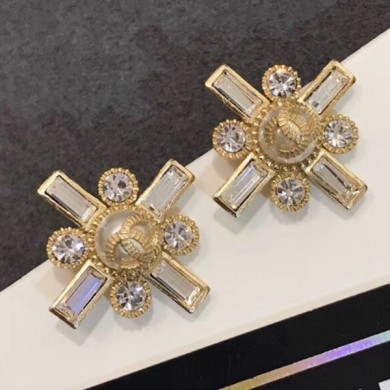 Copy Chanel Cross Bloom Stud Earrings AB0641 2019 Collection CE00676