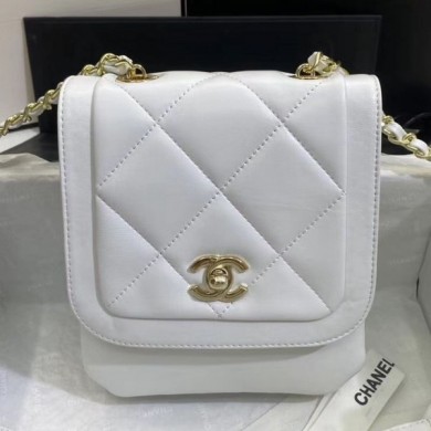 Copy Chanel Quilted Lambskin Vertical Flap Bag AS1895 White 2020 Collection CE01718