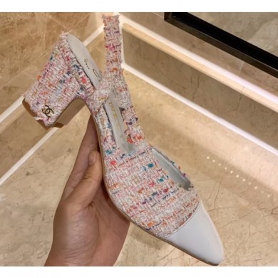 Copy Top Chanel Heel 6.5cm Slingbacks G31318 Tweed 04 2020 CE02383
