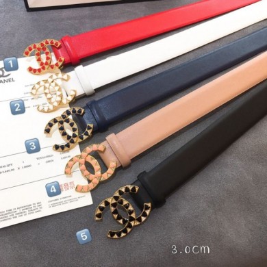 Fake 1:1 Chanel Calfskin Belt 30mm with Geometric CC Buckle Collection Belt CE01655