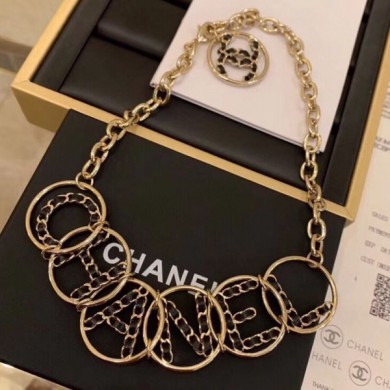 Fake AAA Chanel Lettering Necklace AB0556 Gold/Black 2019 Collection CE03968