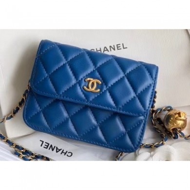 Fake Chanel Lambskin Waist Bag AP1465 Blue 2020 CE03160