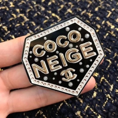 Fake Copy Chanel Coco Neige Brooch A53227 Gold/Black/White/Crystal 2018 CE01515