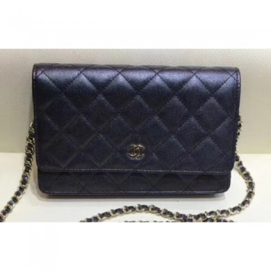 First-class Quality Chanel Iridescent Pearl Caviar Wallet On Chain WOC Bag Black 2019 CE01537