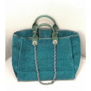 Imitation Chanel Deauville Velvet Large Shopping Bag A66942 Blue 2019 Collection CE03347