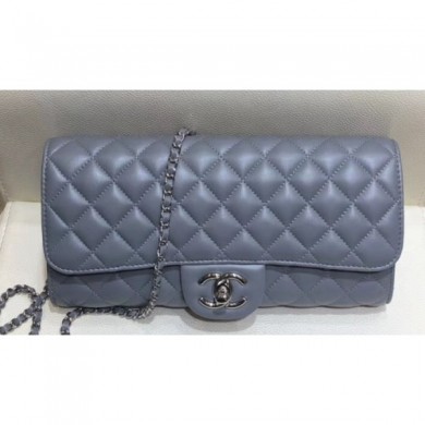 Imitation Chanel Lambskin Classic Flap Clutch Bag with Chain Gray 2019 CE02514