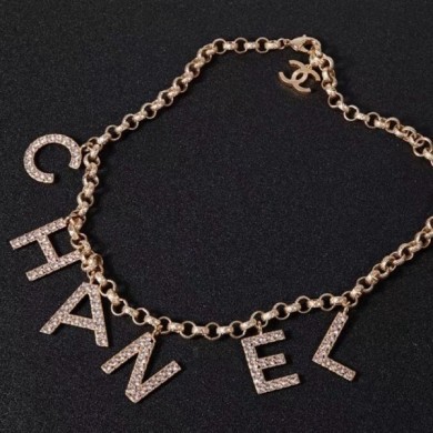 Imitation Chanel Lettering Necklace AB1361 Gold/Crystal 2019 Collection CE02940