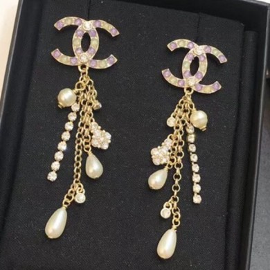Imitation Chanel Stones CC Stud Earrings Lavender Purple 2019 Collection CE01467