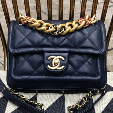 Knockoff Chanel Quilted Lambskin Small Flap Bag AS0936 Blue 2019 Collection CE04135
