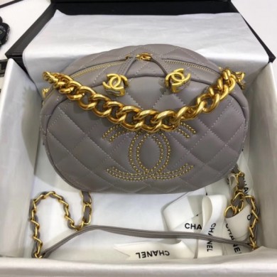 Quality Chanel Lambskin Studs Camera Case Clutch Bag With Chain AS1511 Grey 2020 Collection CE03762