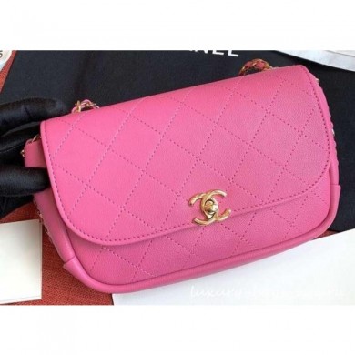 Replica AAAAA Chanel Casual Trip Messenger Flap Bag Dark Pink 2019 CE01056