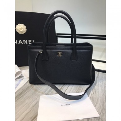 Replica Chanel Calfskin & Silver-Tone Metal A91868 black CE01734